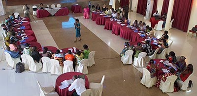 Muadi Mukenge, Global Fund for Women, addressing the attendees about resource mobilization.