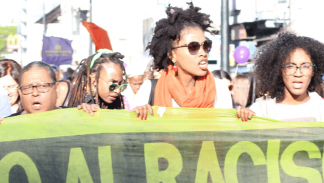 A group of Black Brazilian women at an anti-racism protest