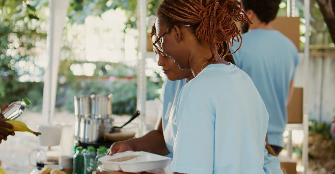 At,A,Food,Drive,,Welcoming,Volunteers,Give,Free,Food,And